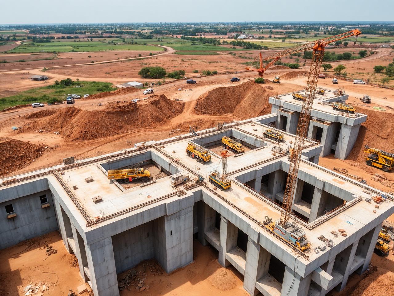 Vue aérienne d'un chantier d'infrastructure
